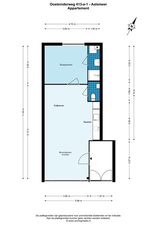 Floorplan - Oosteinderweg 413A1, 1432 BH Aalsmeer